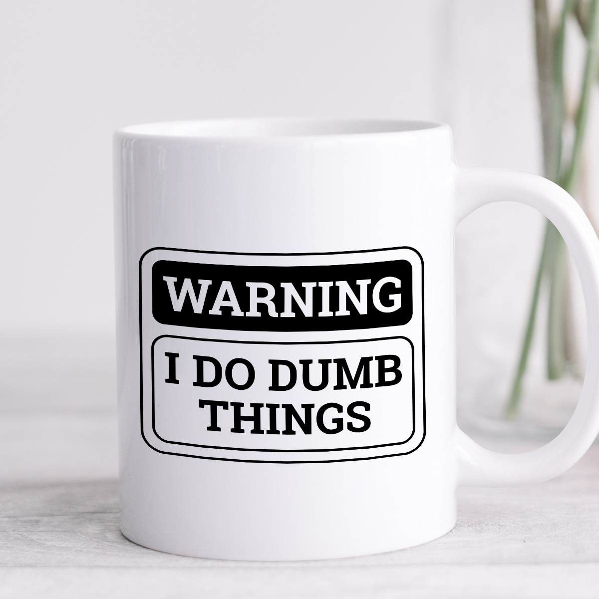 Kubek z nadrukiem "Warning! I do dumb things" zdjęcie 4