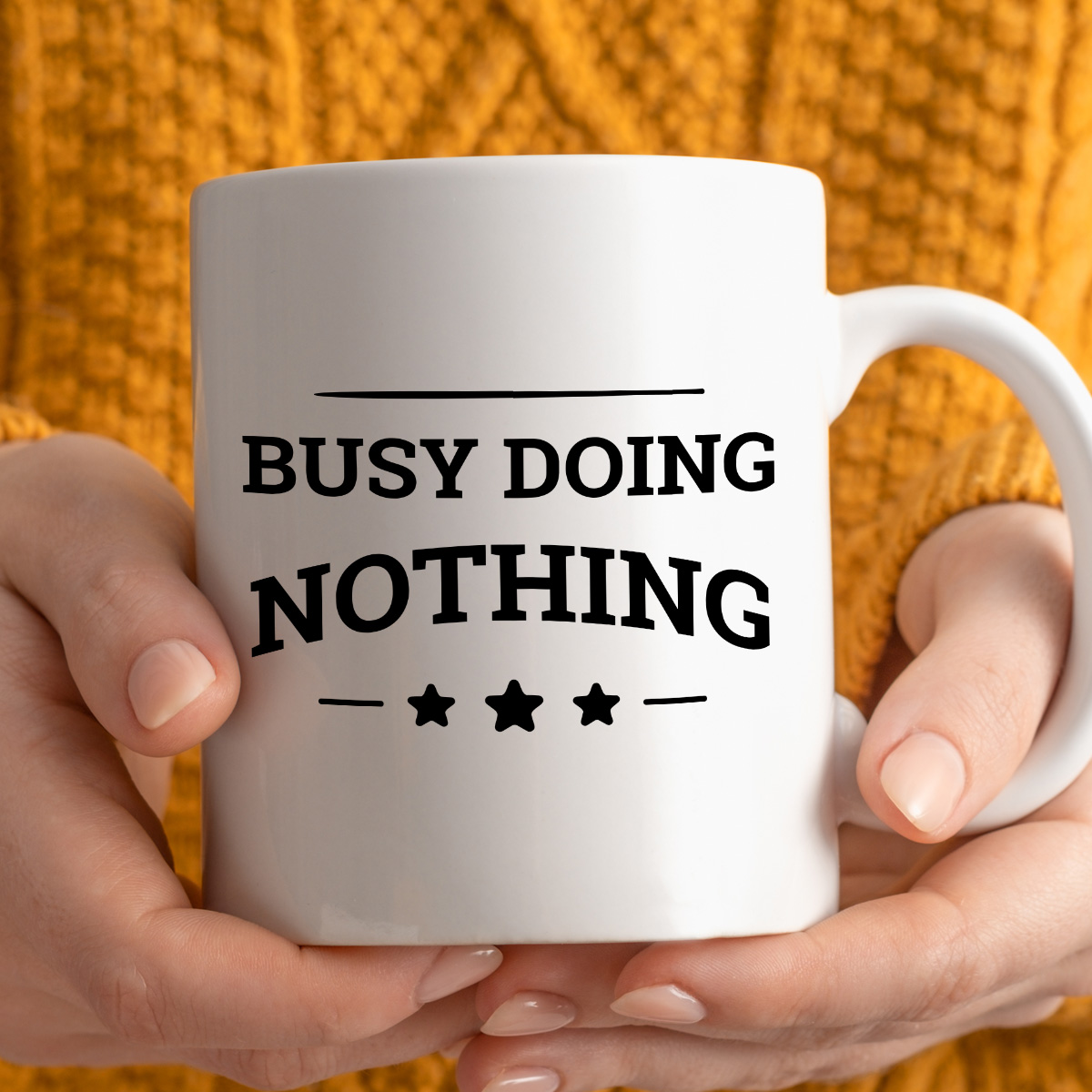 Kubek z nadrukiem "Busy doing nothing" zdjęcie 3