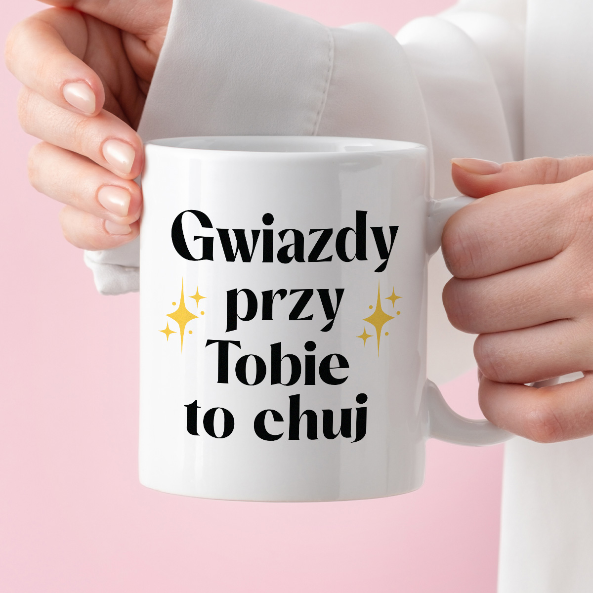 Kubek z nadrukiem "Gwiazdy przy Tobie to chuj" zdjęcie 3