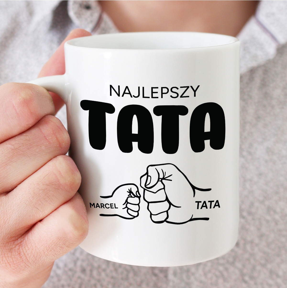 Kubek z nadrukiem "Najlepszy Tata" z imionami dzieci (5 wariantów), personalizowany zdjęcie 1