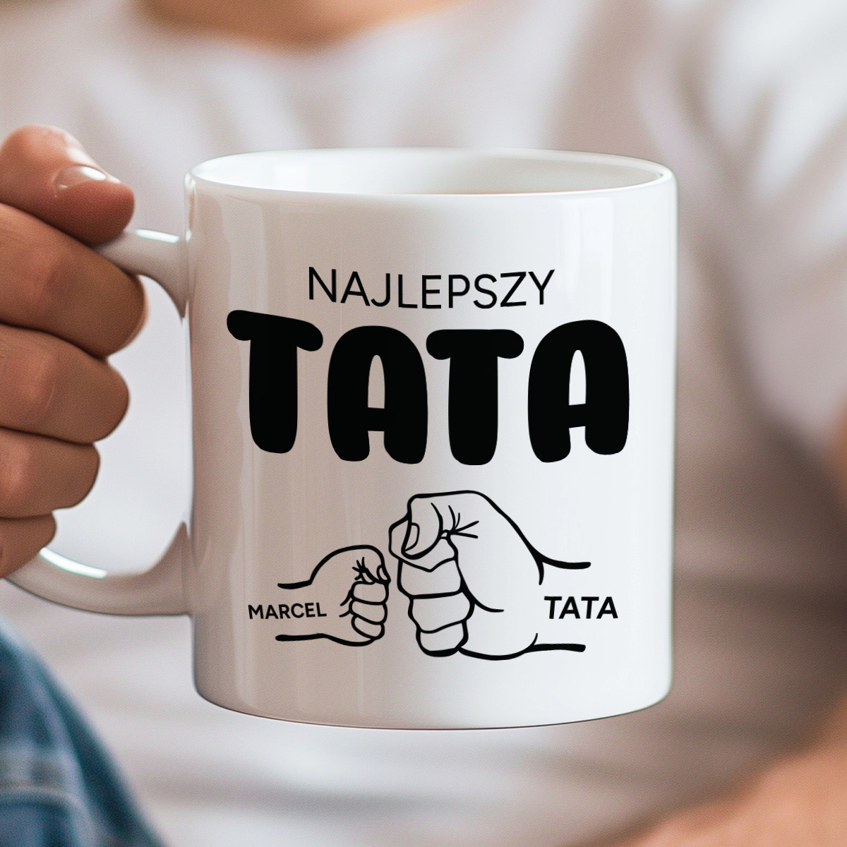 Kubek z nadrukiem "Najlepszy Tata" z imionami dzieci (5 wariantów), personalizowany zdjęcie 3