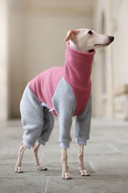 Pink and grey fleece jumpsuit - GreyIggy image 1