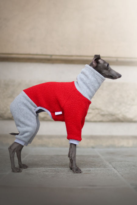 Red sheep jumpsuit with fleece - S, M, L - GreyIggy image 1