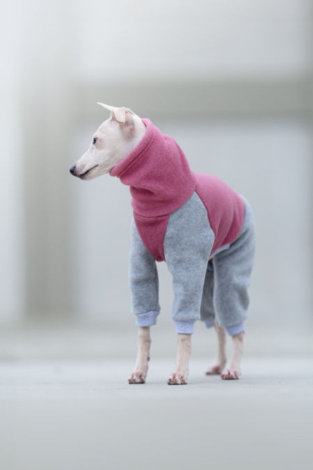 Pink and grey fleece jumpsuit PUPPY - GreyIggy image 3