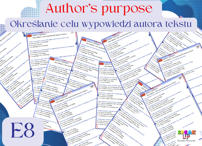 E8 AUTHOR'S PURPOSE określanie celu wypowiedzi - Speak UP zdjęcie 1