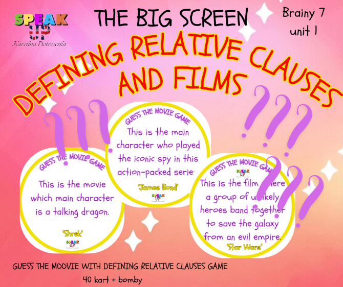 The Big Screen FILMS and DEFINING RELATIVE CLAUSES Brainy 7 unit 1 - Speak UP zdjęcie 4