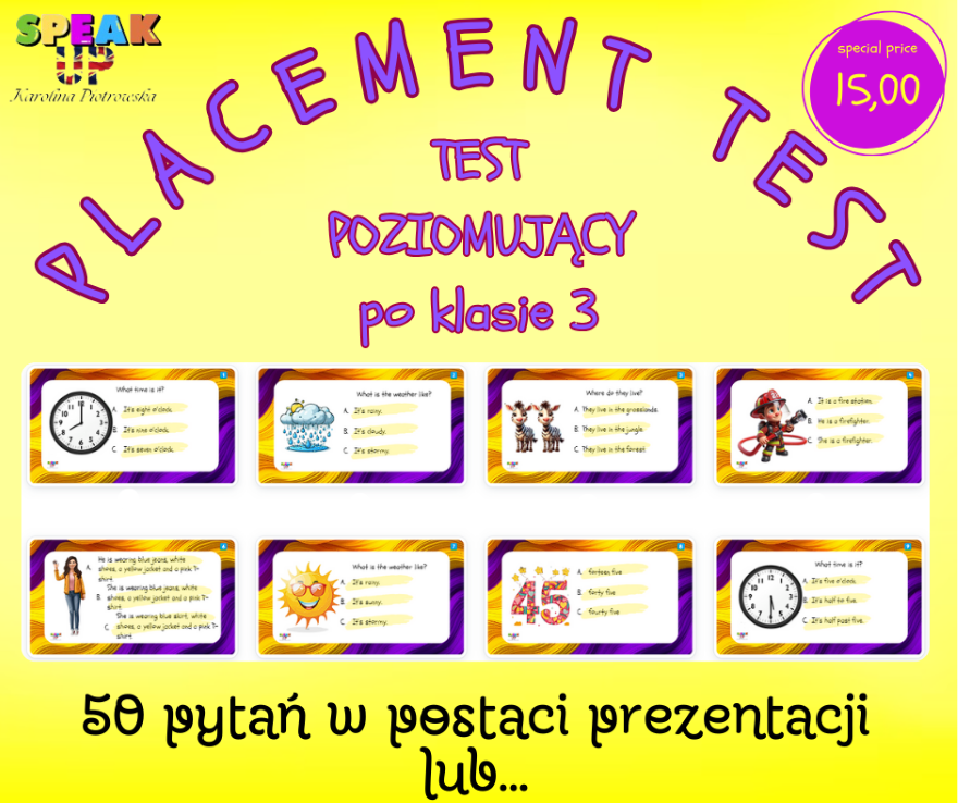 PLACEMENT TEST test poziomujący po klasie 3 - Speak UP zdjęcie 1