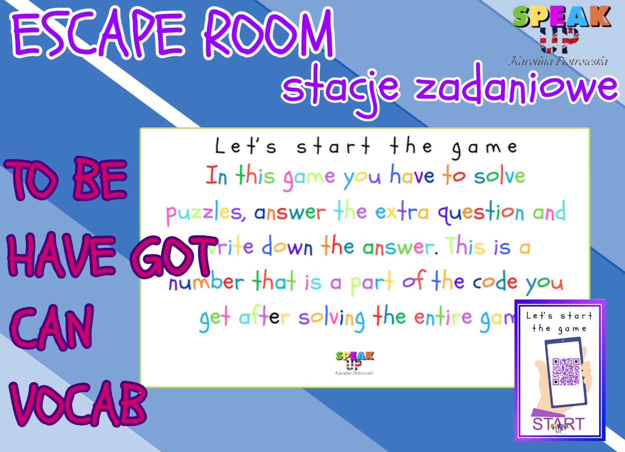 GRAMMAR ESCAPE ROOM / STACJE ZADANIOWE to be have got can vocab - Speak UP zdjęcie 1