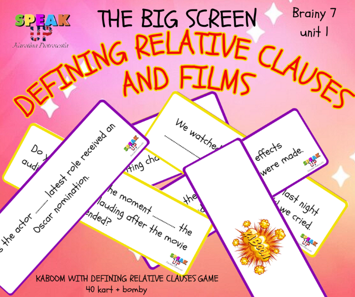 The Big Screen FILMS and DEFINING RELATIVE CLAUSES Brainy 7 unit 1 - Speak UP zdjęcie 3