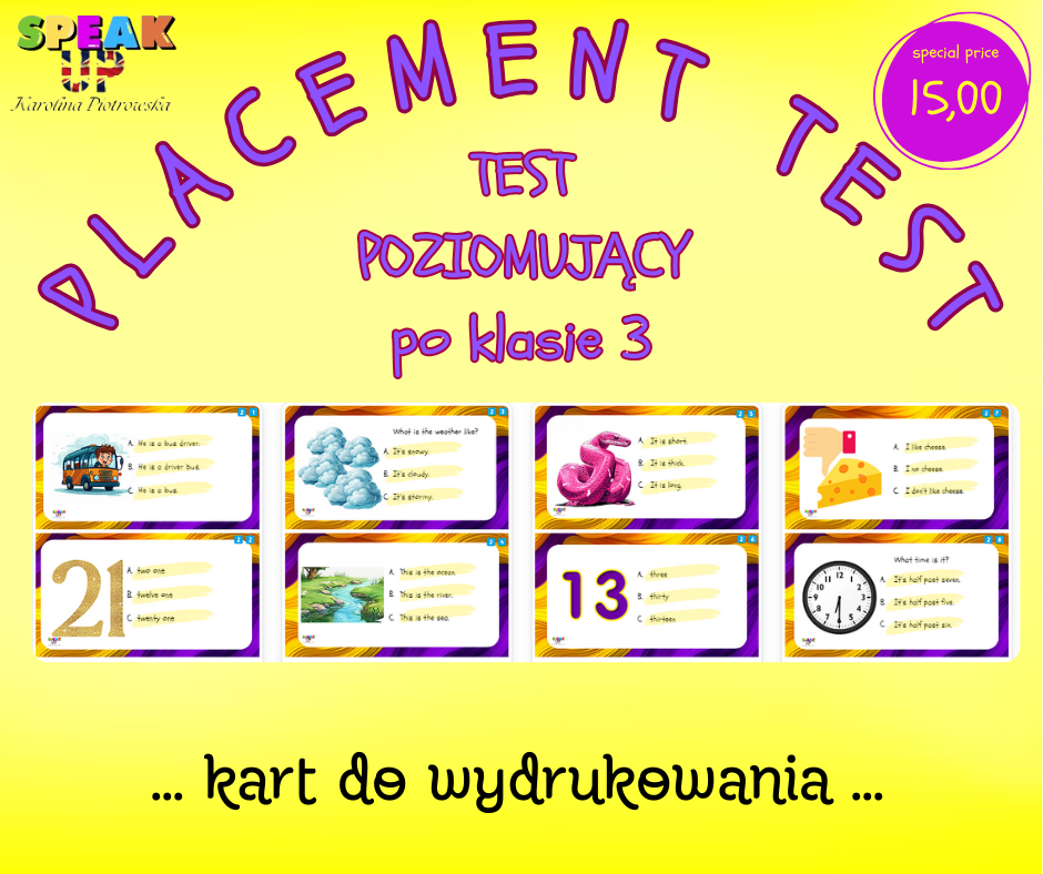 PLACEMENT TEST test poziomujący po klasie 3 - Speak UP zdjęcie 2