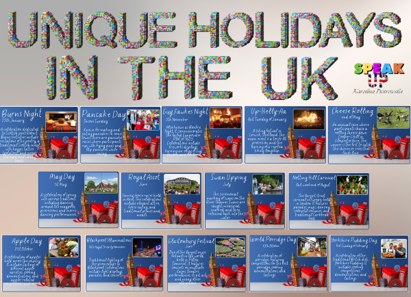 UNIQUE HOLIDAYS IN THE UK - GAZETKA ŚCIENNA - Speak UP zdjęcie 1