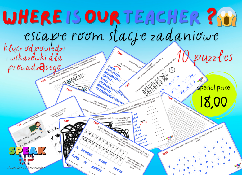 WHERE IS OUR TEACHER?! escape room stacje zadniowe - Speak UP zdjęcie 2