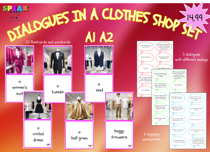 DIALOGUES IN A CLOTHES SHOP SET A1 A2 - Speak UP zdjęcie 1