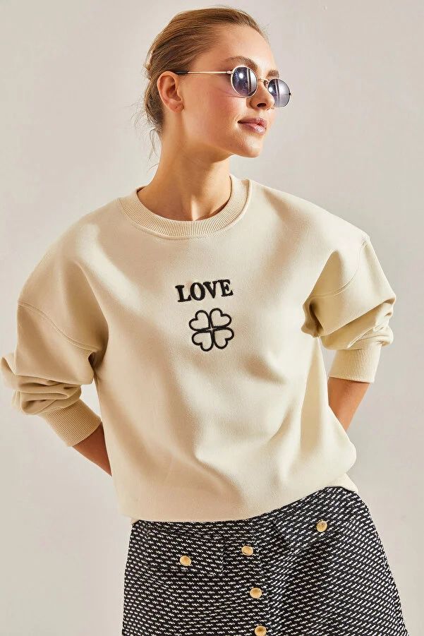 Bluza Love beż zdjęcie 1