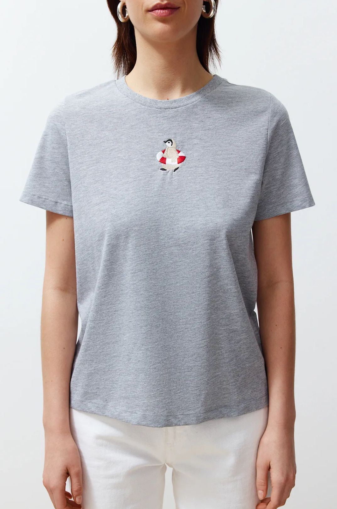 T-shirt Alaska z haftem szary zdjęcie 3