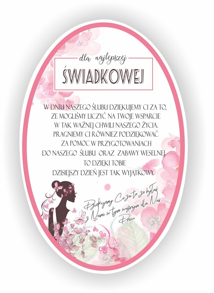 Zawieszka Elipsa 05 - Dla najlepszej świadkowej! - E/05/1159 zdjęcie 1