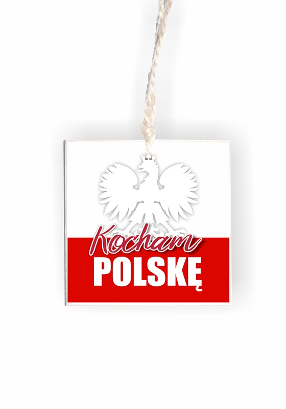 Zawieszka Kwadrat 01 - Kocham Polskę - KW/01/1247 zdjęcie 1