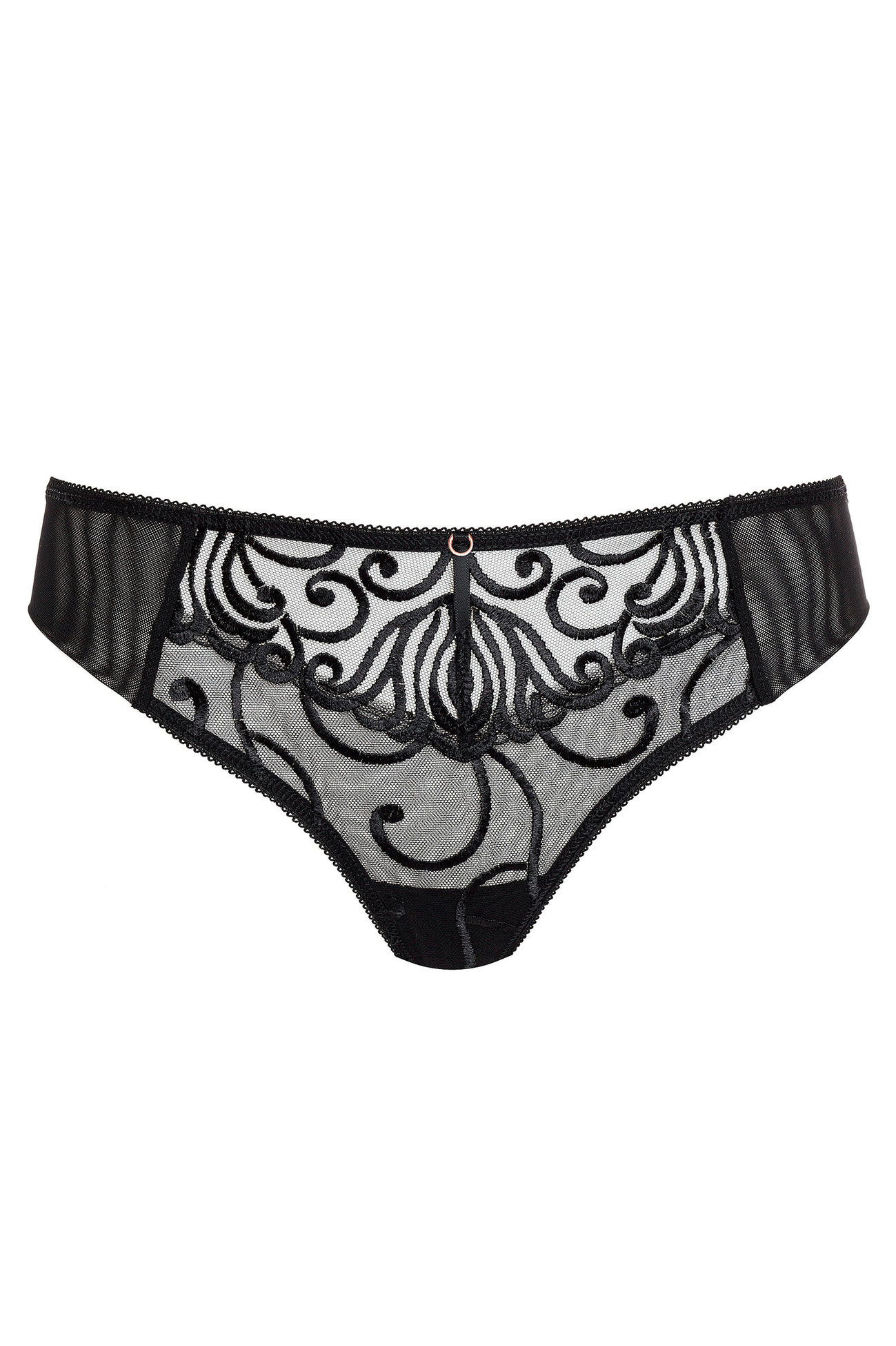 Fiore stringi z haftem czarne - Gorteks zdjęcie 3
