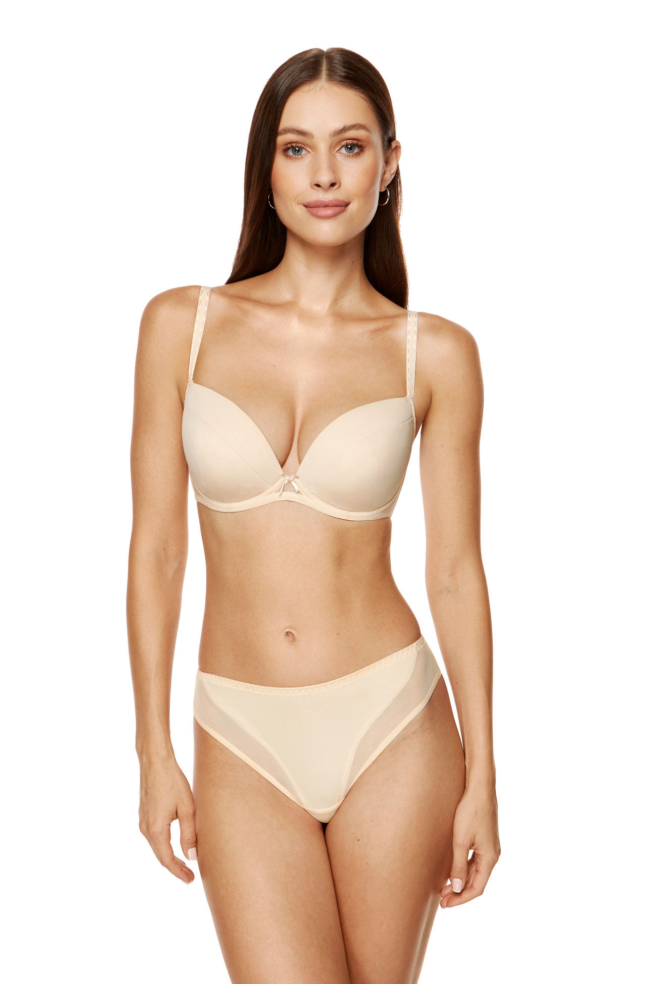 Zara biustonosz push-up plunge beżowy - Gorteks zdjęcie 1