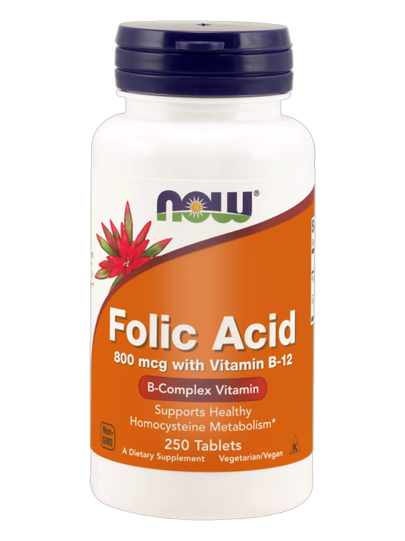 Now Foods Folic Acid 800 mcg - 250tabletek zdjęcie 1