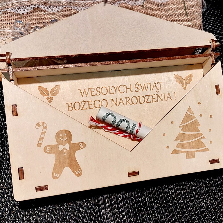 KOPERTA PUDEŁKO NA PIENIĄDZE PREZENT POD CHOINKĘ ŻYCZENIA NA ŚWIĘTA zdjęcie 4