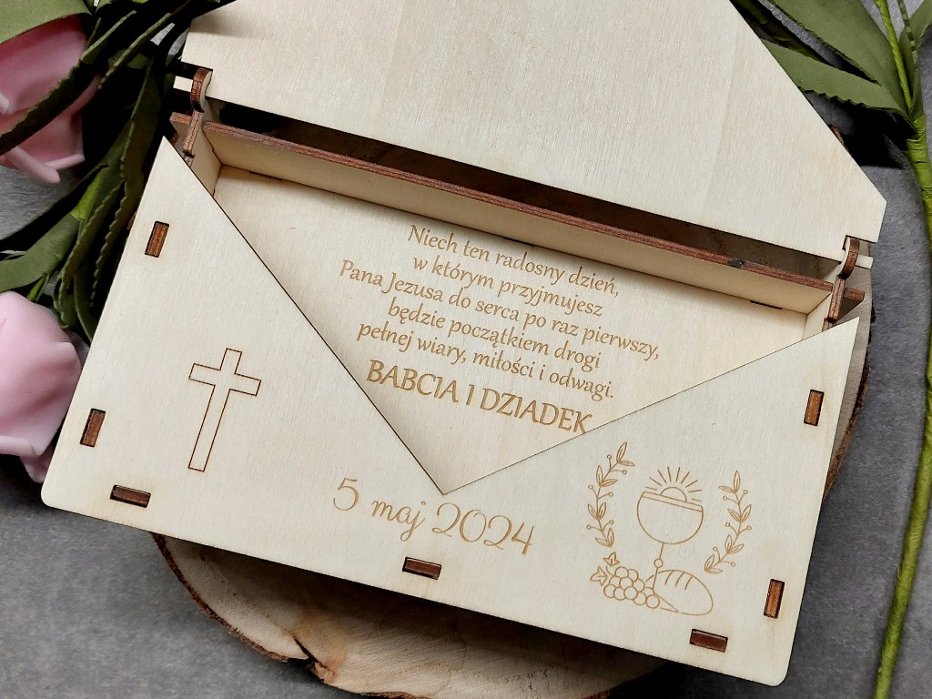 PUDEŁKO KOPERTA NA PIENIĄDZE PAMIĄTKA I KOMUNII ŚWIĘTEJ PREZENT NA KOMUNIĘ zdjęcie 2