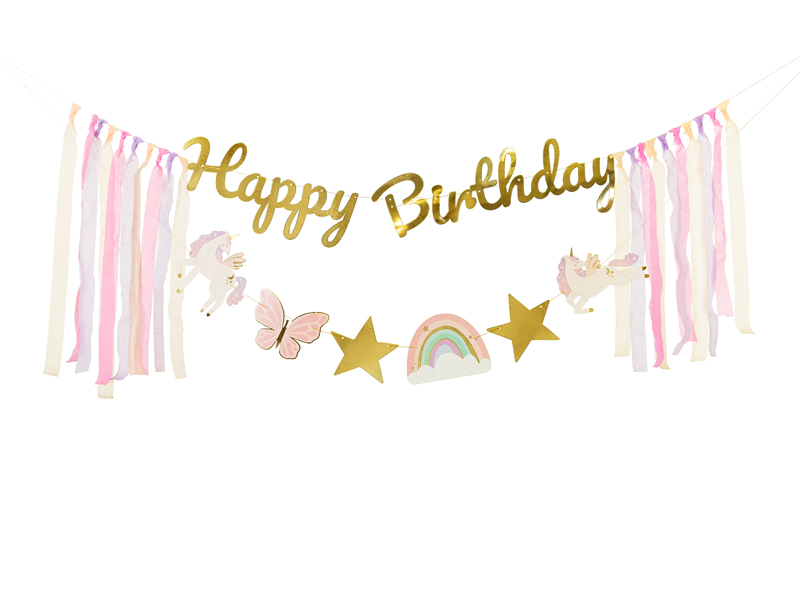 Baner Happy Birthday Jednorożec, 230x17.5 cm zdjęcie 1