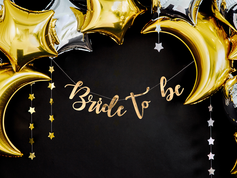 Baner Bride to be, złoty, 80x19cm zdjęcie 3