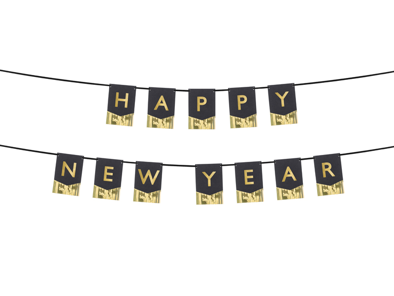 Baner Happy New Year, 135x16,5 cm zdjęcie 1