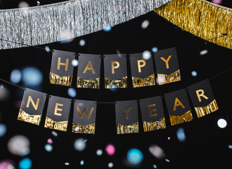 Baner Happy New Year, 135x16,5 cm zdjęcie 3