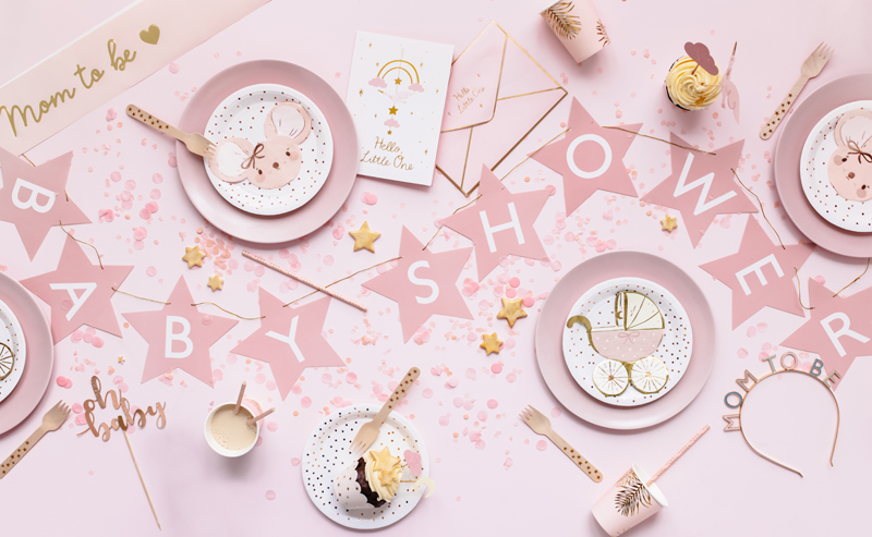 Baner Baby shower, 290x16.5 cm, jasny różowy zdjęcie 2