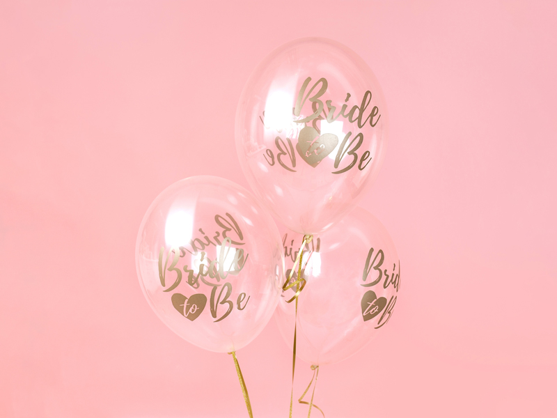 Balony 30cm, Bride to be, Crystal Clear, 6 szt. zdjęcie 2