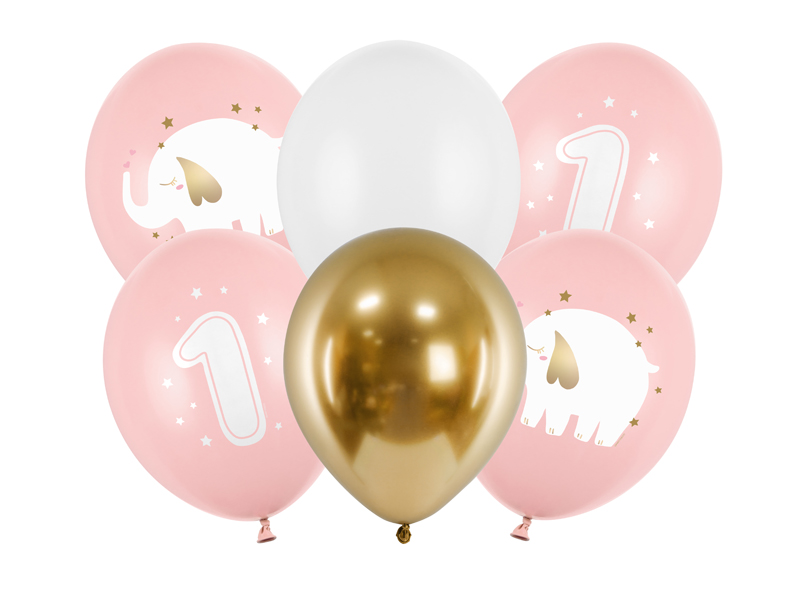 Balony 30 cm, Roczek, Baby pink, 6 szt. zdjęcie 1