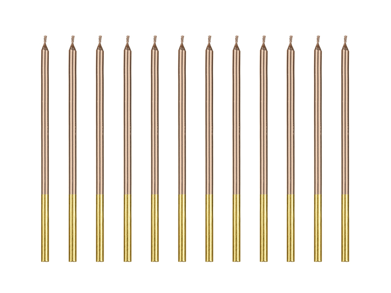 Świeczki urodzinowe gładkie, różowe złoto, 14 cm, 12 szt. zdjęcie 1