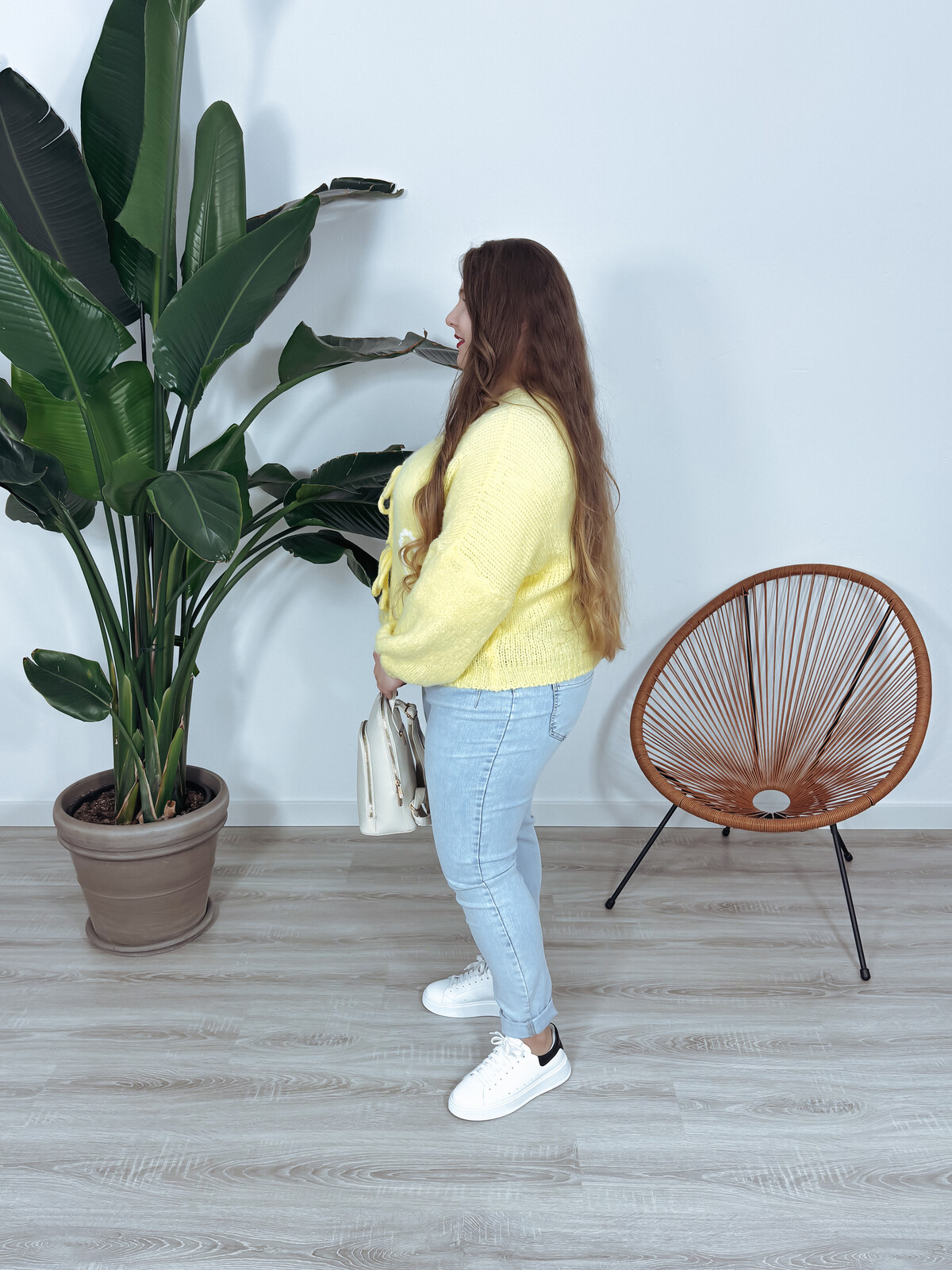 Sweter wiązanie z przodu + serduszka bananowy HEART zdjęcie 4