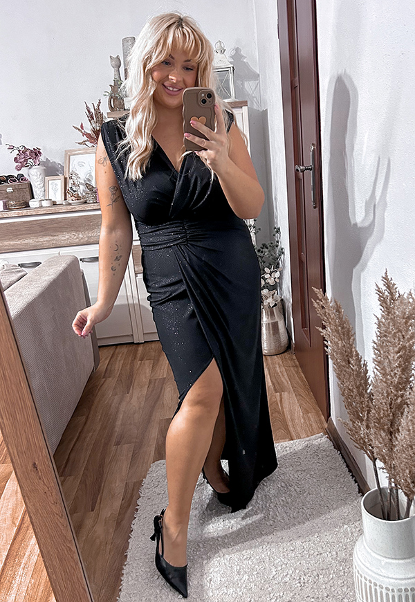 ŠATY ROSA SHINE PLUS SIZE MAXI BLACK 01 - produkt polski obrázek 1