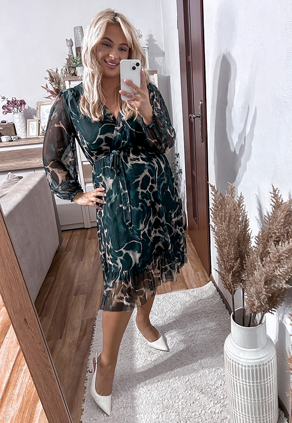 ŠATY SISI  PLUS SIZE GREEN/BEIGE 01 - włoski obrázek 2