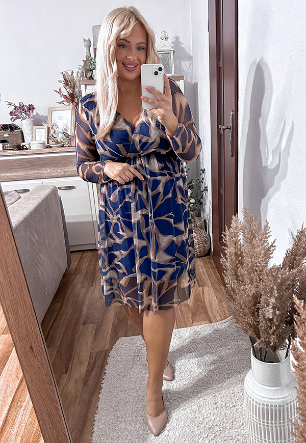 ŠATY LUCCIA PLUS SIZE BEIGE/BLUE 03 - włoski obrázek 2