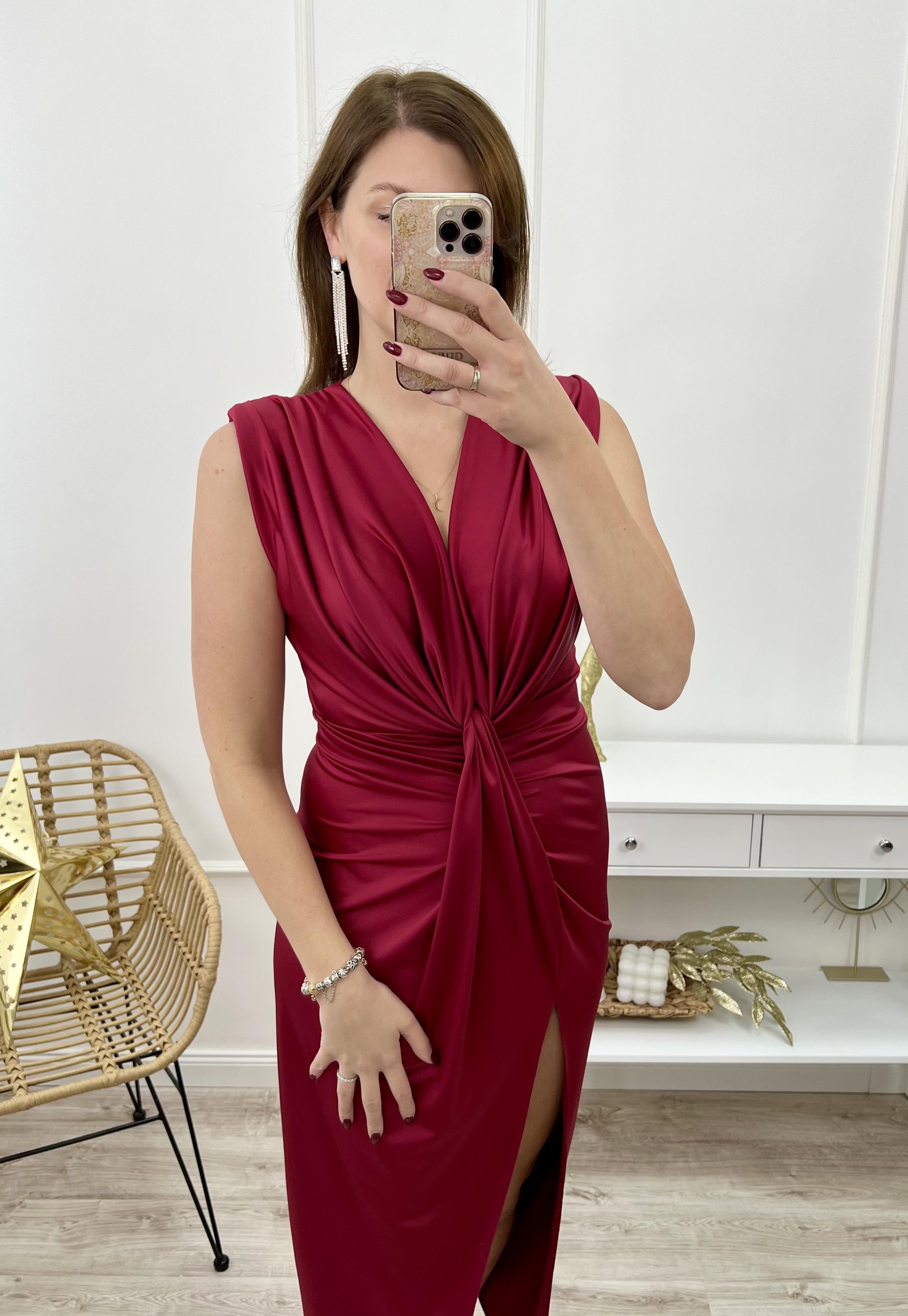 ROSA SUKIENKA MAXI DRAPOWANA. BORDOWA 01 - produkt polski zdjęcie 4