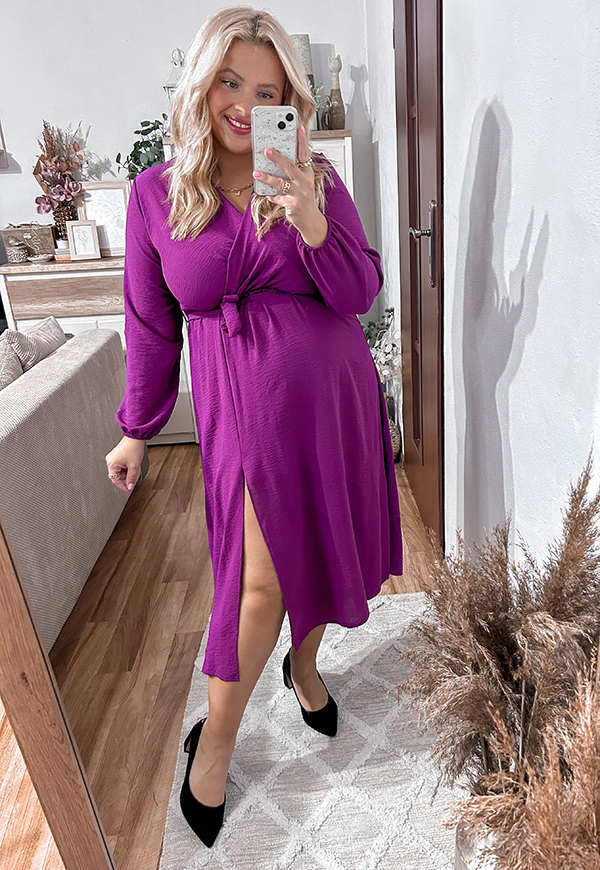 ŠATY LISBONA S DLOUHÝMI RUKÁVY PLUS SIZE VIOLET 03 - włoski obrázek 1