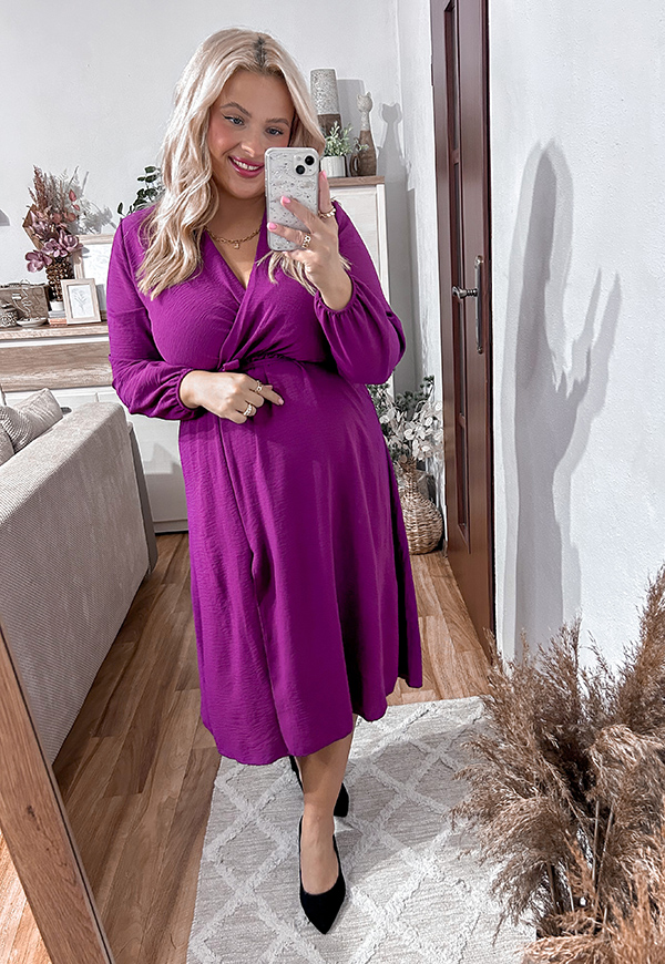 ŠATY LISBONA S DLOUHÝMI RUKÁVY PLUS SIZE VIOLET 03 - włoski obrázek 3