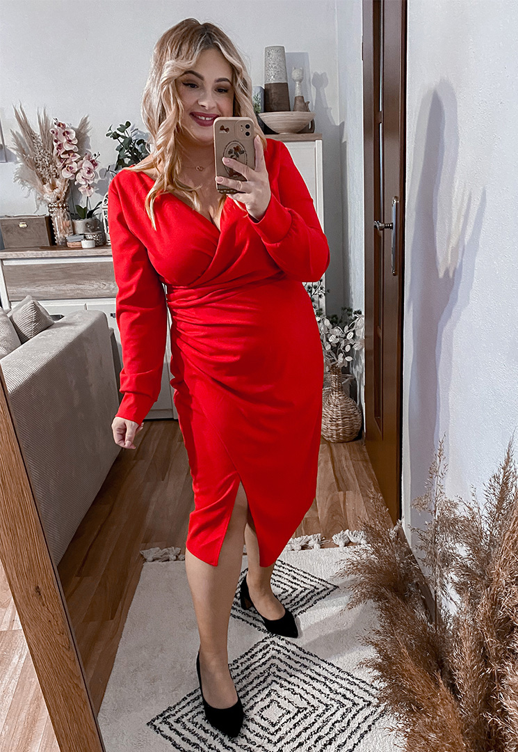 ŠATY FANCY PLUS SIZE RED - włoski obrázek 1