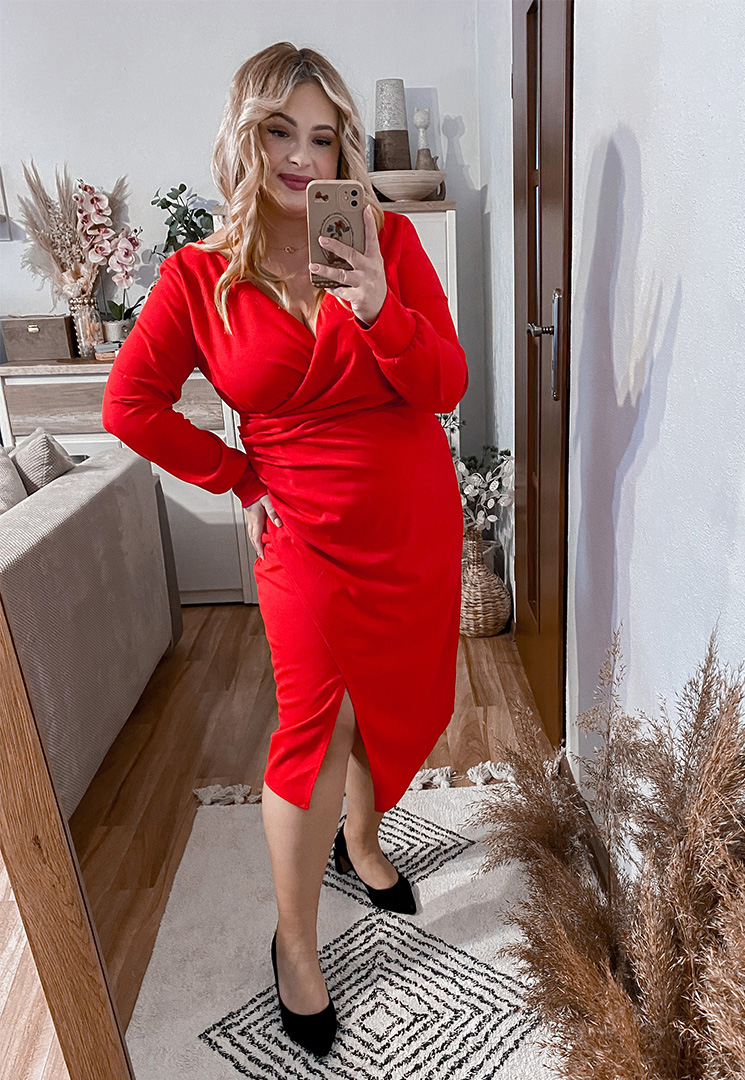 ŠATY FANCY PLUS SIZE RED - włoski obrázek 2