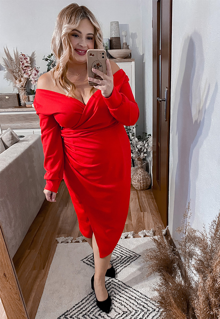 ŠATY FANCY PLUS SIZE RED - włoski obrázek 4