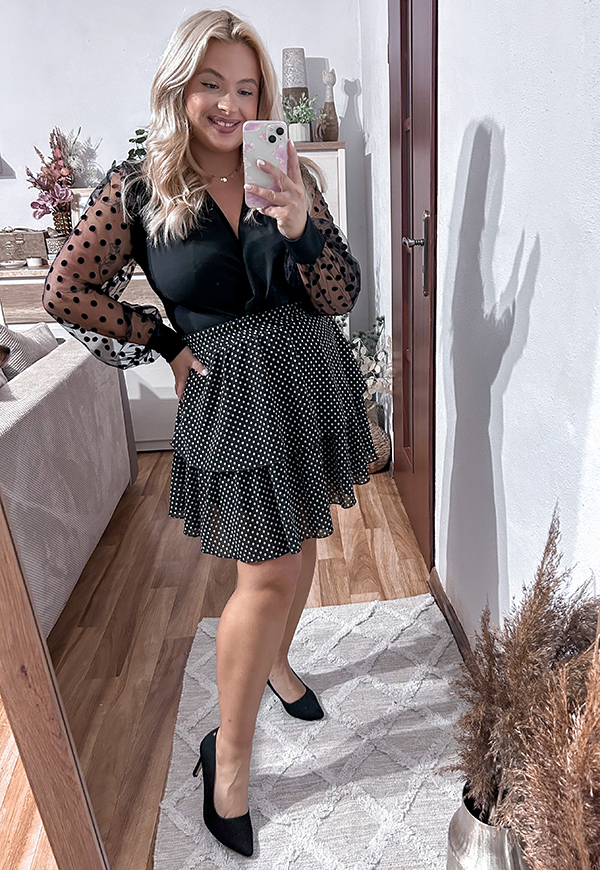 BODY DOTTS PLUS SIZE. CZARNE W KROPKI 01 - włoski zdjęcie 1