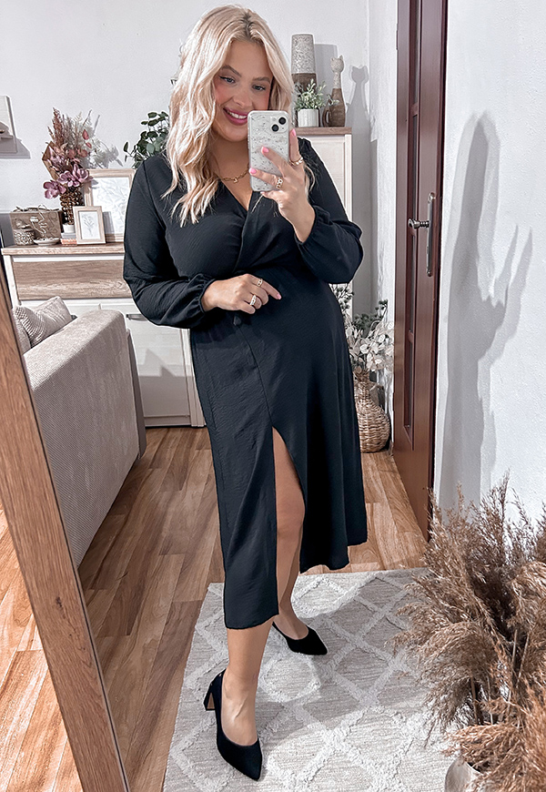 ŠATY LISBONA S DLOUHÝMI RUKÁVY PLUS SIZE BLACK 01 - włoski obrázek 1