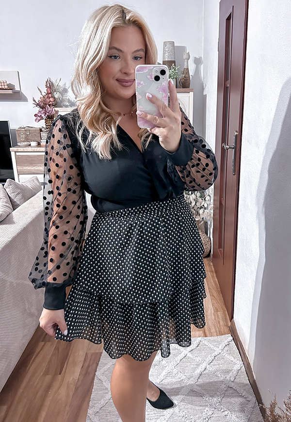 BODY DOTTS PLUS SIZE. CZARNE W KROPKI 01 - włoski zdjęcie 4