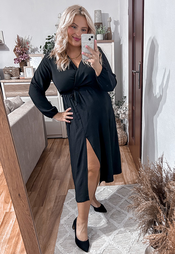 ŠATY LISBONA S DLOUHÝMI RUKÁVY PLUS SIZE BLACK 01 - włoski obrázek 2