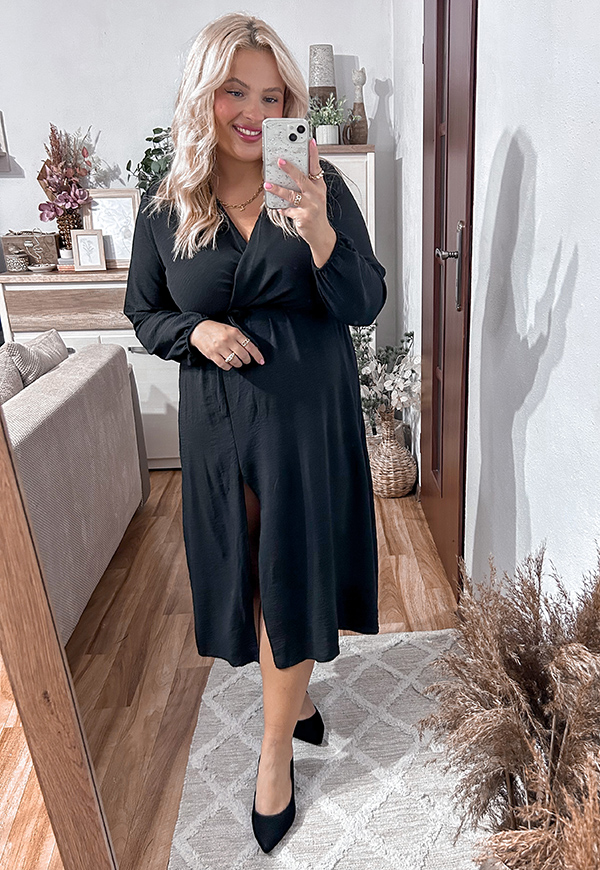 ŠATY LISBONA S DLOUHÝMI RUKÁVY PLUS SIZE BLACK 01 - włoski obrázek 3