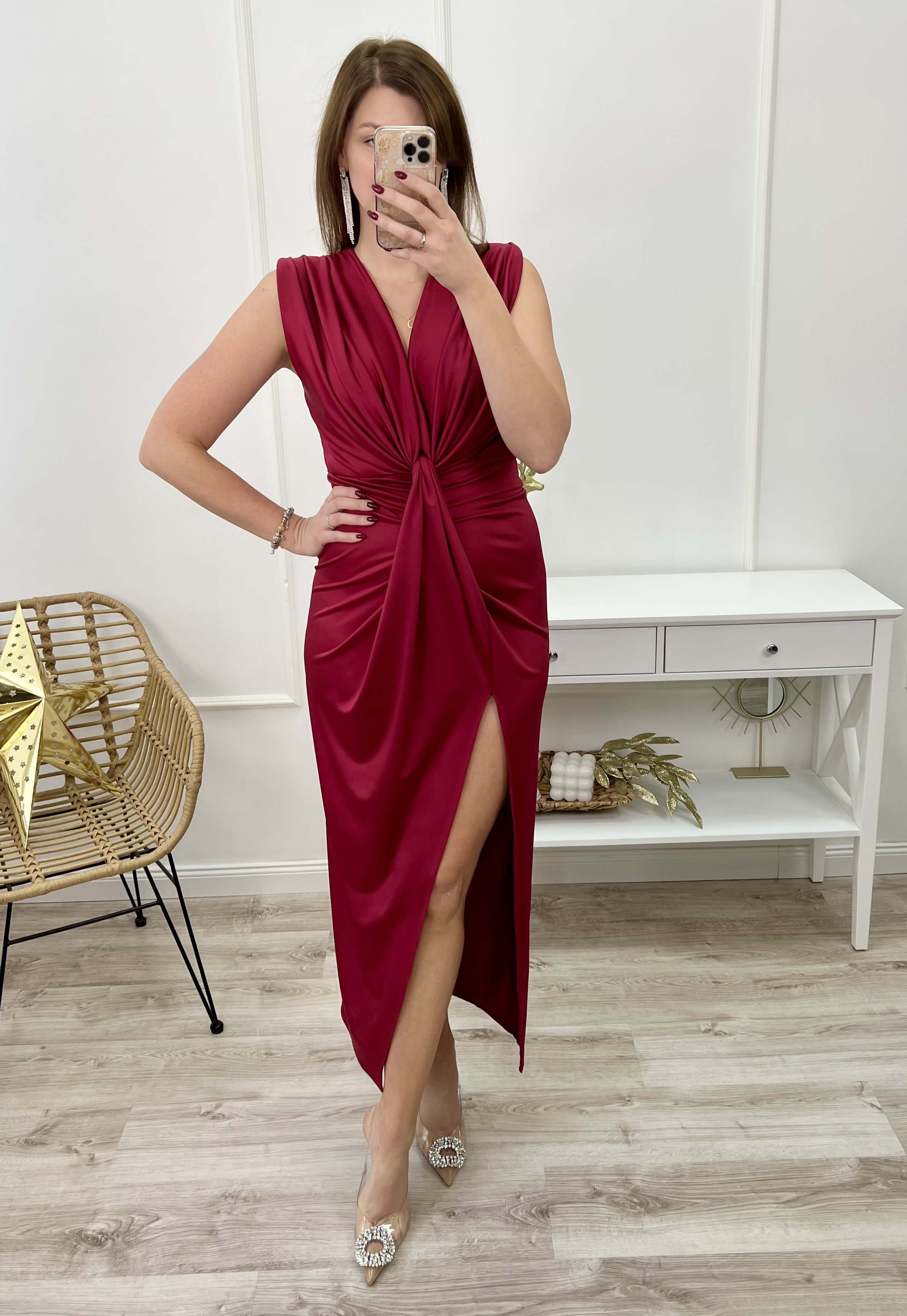 ROSA SUKIENKA MAXI DRAPOWANA. BORDOWA 01 - produkt polski zdjęcie 1